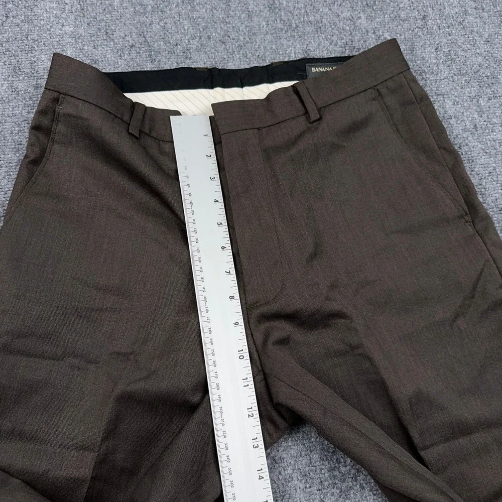 Vintage Banana Republic Dress Pants Men's 31x30 Brown 100% Wool Flat Front Prep